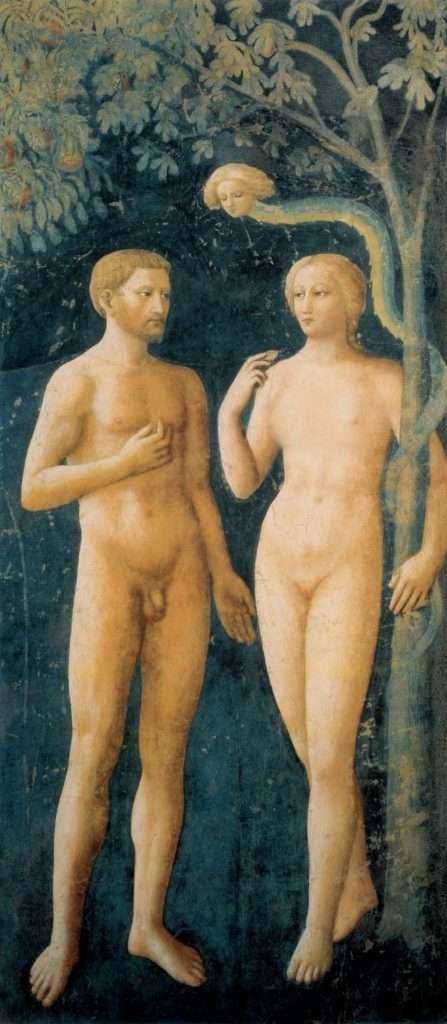 Adamo ed Eva Bibbia troia mela Masolino Tentazione 