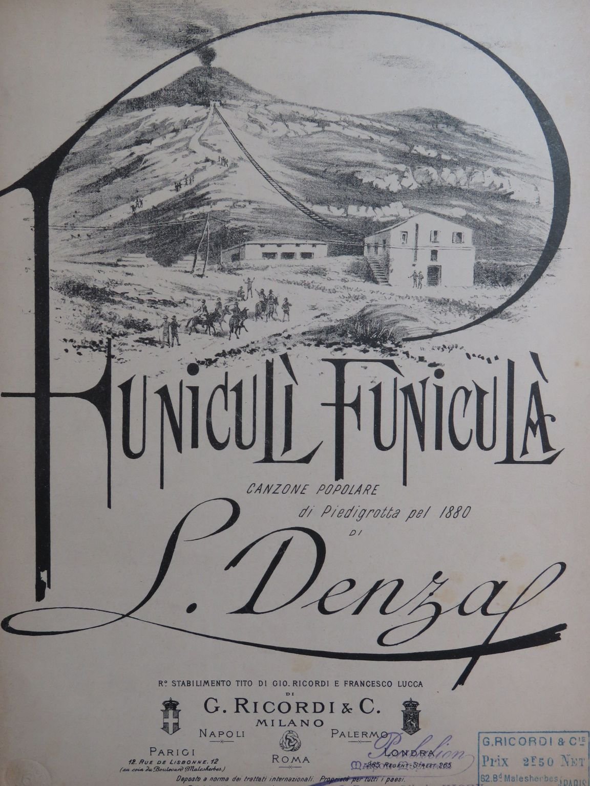 funiculì funiculà canzone vesuvio frontespizio